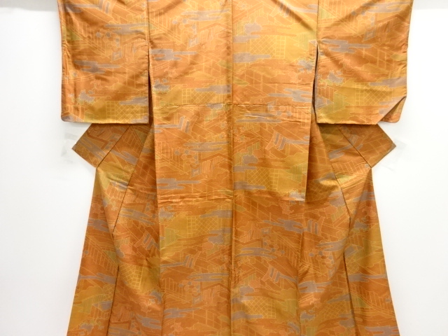 JAPANESE KIMONO / ANTIQUE KIMONO / SILK / OSHIMA TSUMUGI / CARRIAGE